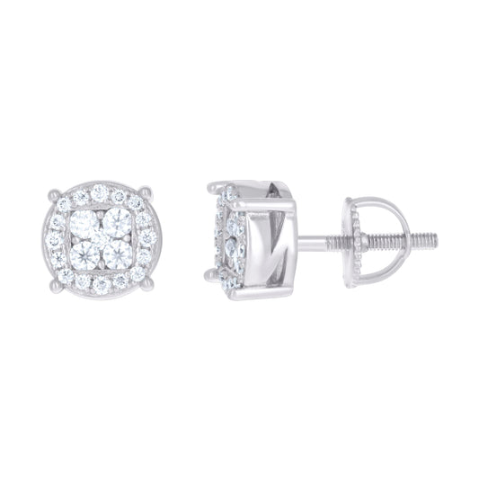 Sterling Silver Womens Cubic-Zirconia Fashion Stud Earrings