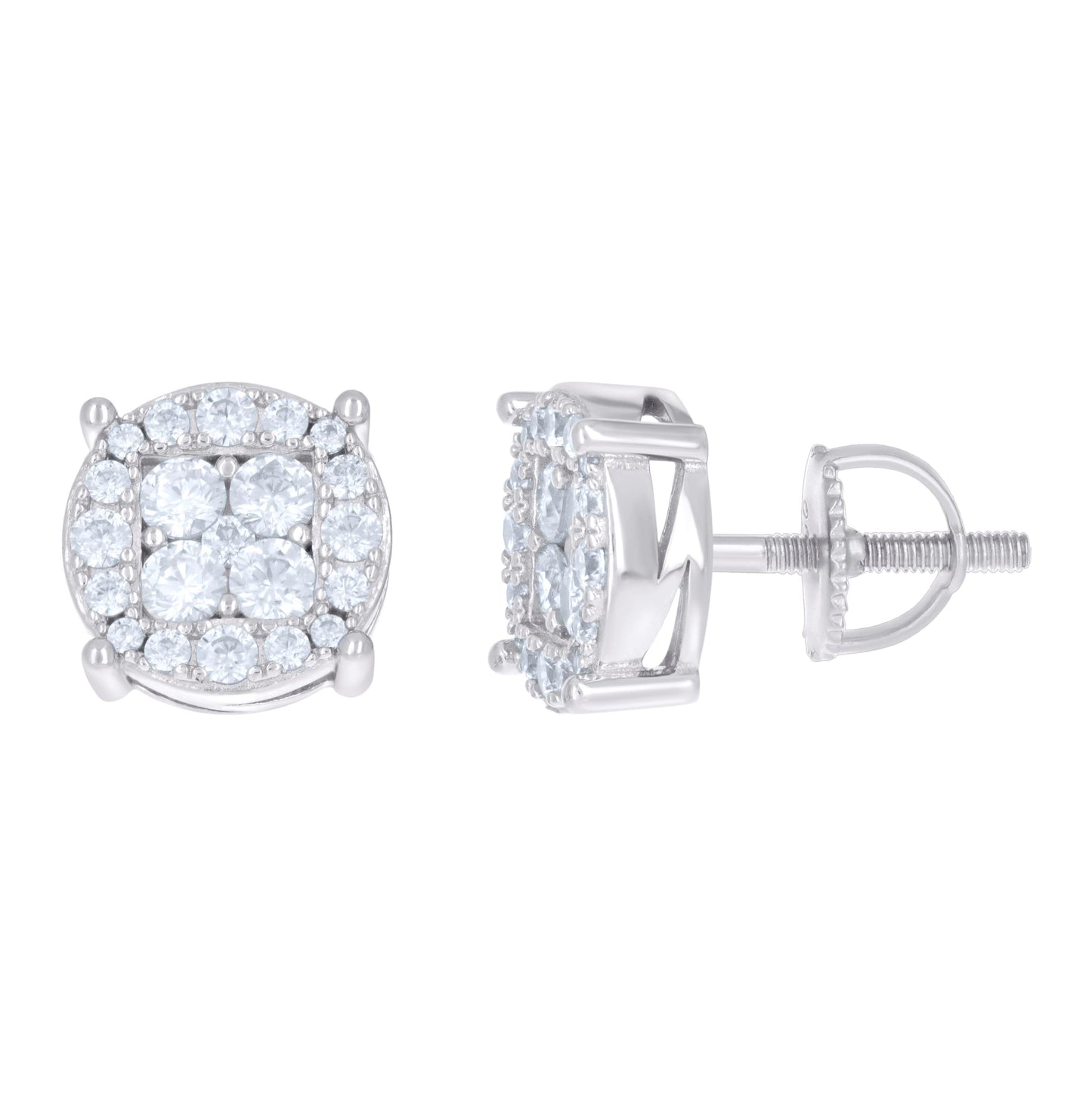 Sterling Silver Womens Cubic-Zirconia Fashion Stud Earrings