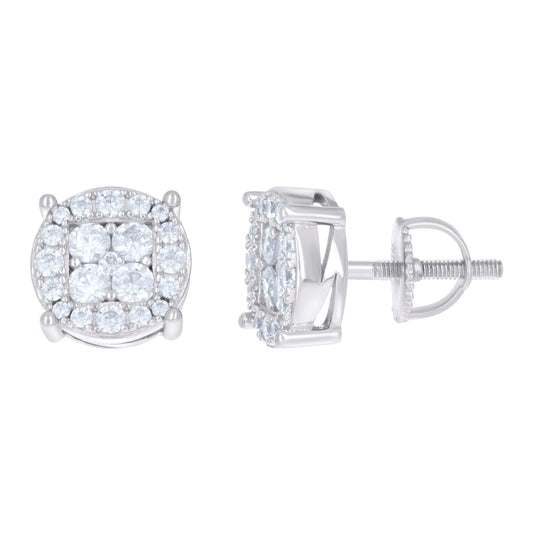Sterling Silver Womens Cubic-Zirconia Fashion Stud Earrings