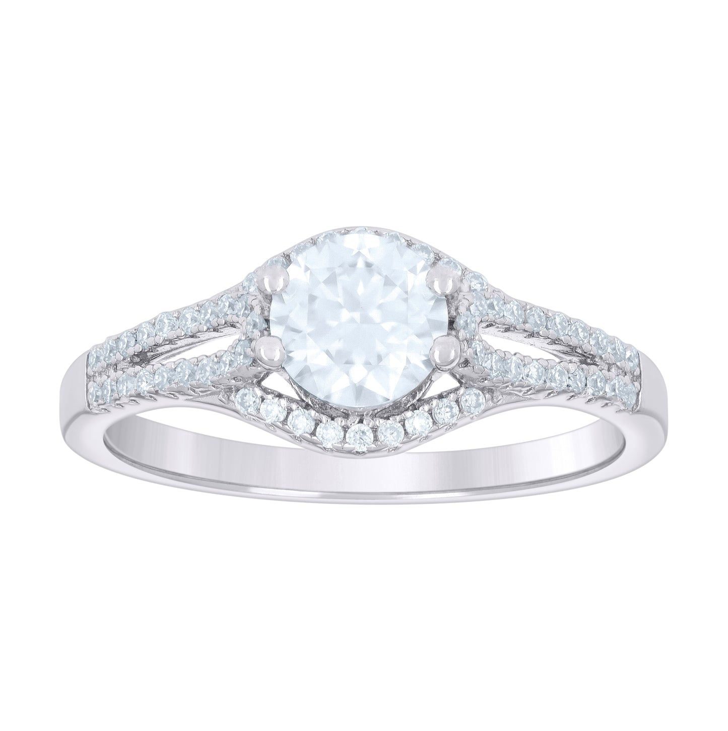 Sterling Silver Womens 1.106ct Moissanite Fashion Bridal Anniversary Wedding Engagement Band Ring
