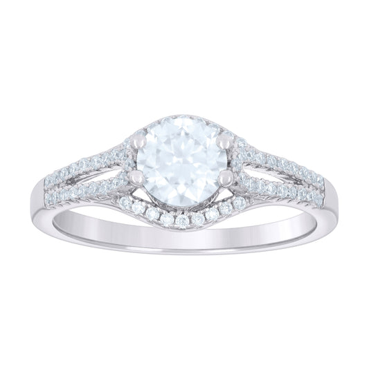 Sterling Silver Womens 1.106ct Moissanite Fashion Bridal Anniversary Wedding Engagement Band Ring