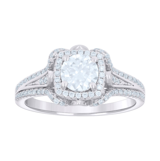 Sterling Silver Womens 1.362ct Moissanite Fashion Bridal Anniversary Wedding Engagement Band Ring