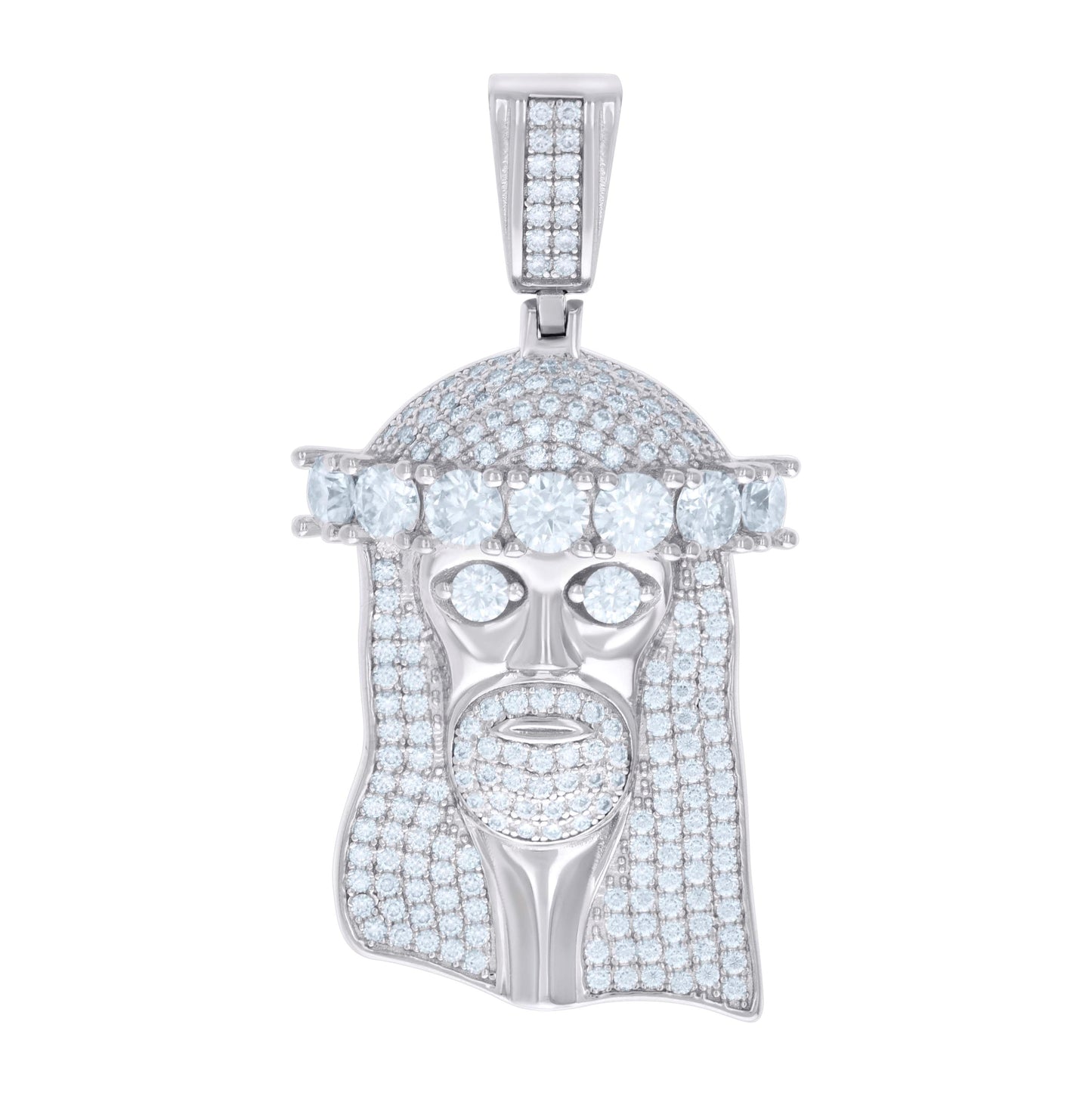 Sterling Silver Mens 4.11 Cttw Moissanite Jesus Religious Charm Pendant