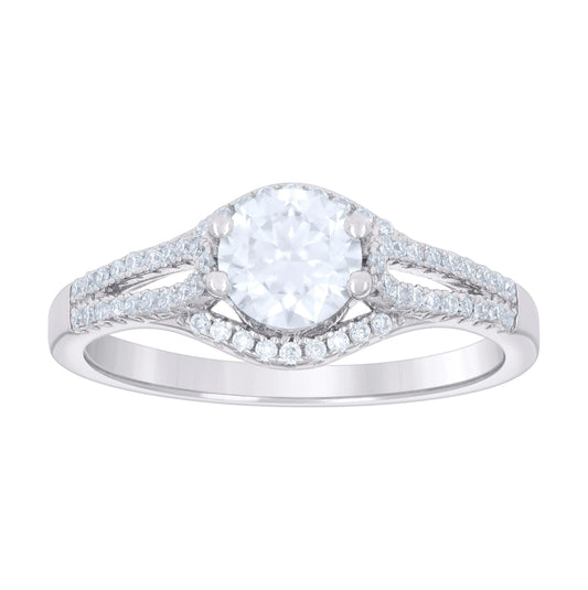 Sterling Silver Women's Cubic-Zirconia Fashion Bridal Anniversary Engagement Wedding Ring
