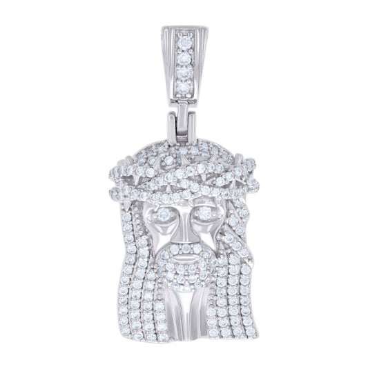Sterling Silver Mens 0.91 Cttw Moissanite Jesus Religious Charm Pendant