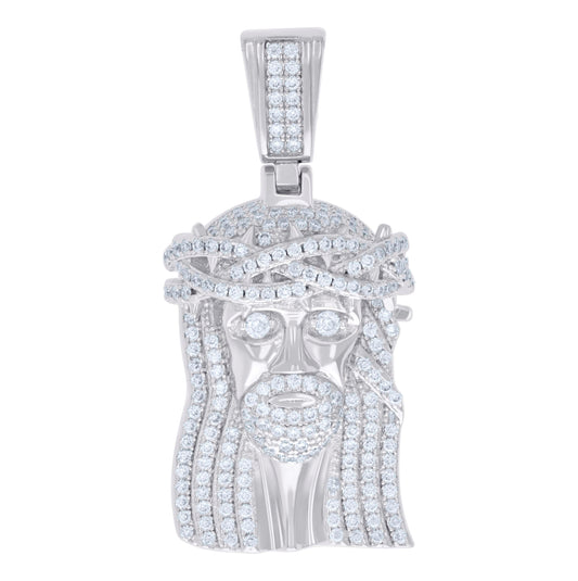 Sterling Silver Mens 1.15 Cttw Moissanite Jesus Religious Charm Pendant