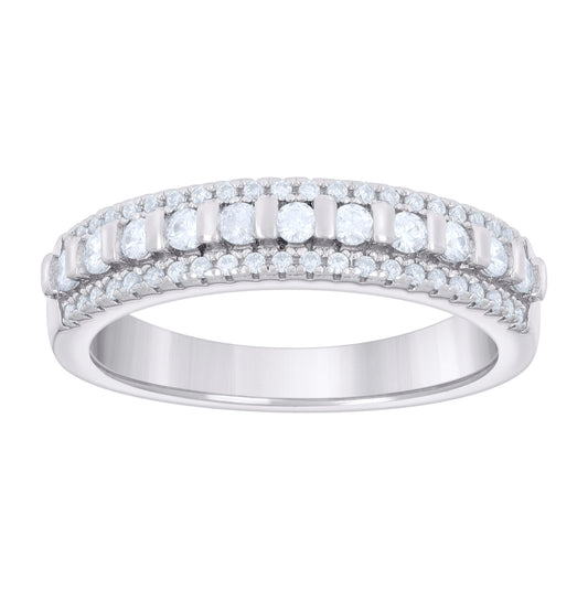 Sterling Silver Women's Cubic-Zirconia Fashion Bridal Anniversary Engagement Wedding Band Ring