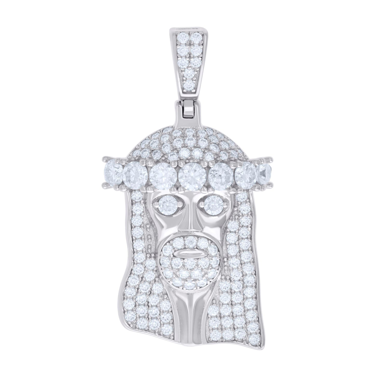 Sterling Silver Mens 1.67 Cttw Moissanite Jesus Religious Charm Pendant