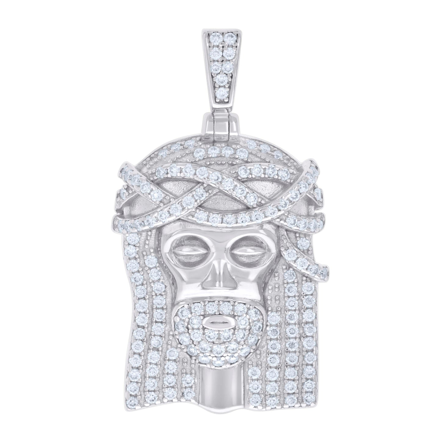 Sterling Silver Mens 0.78 Cttw Moissanite Jesus Religious Charm Pendant