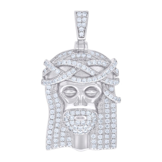 Sterling Silver Mens 0.78 Cttw Moissanite Jesus Religious Charm Pendant