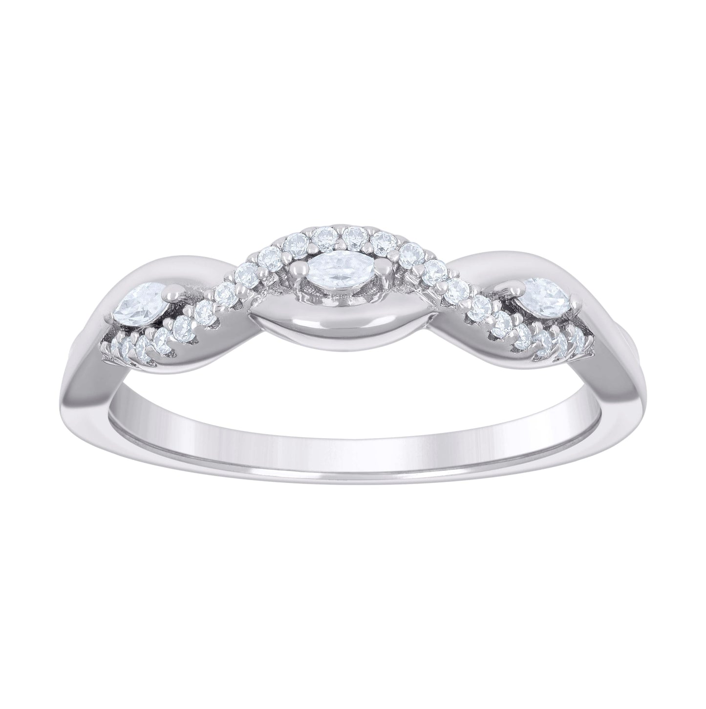 Sterling Silver Womens Marquise Round Cubic-Zirconia Infinity Love Bridal Anniversary Engagement Wedding Ring