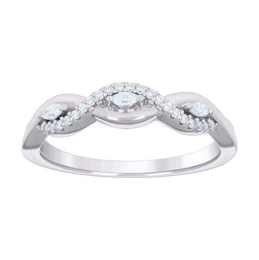 Sterling Silver Womens Marquise Round Cubic-Zirconia Infinity Love Bridal Anniversary Engagement Wedding Ring