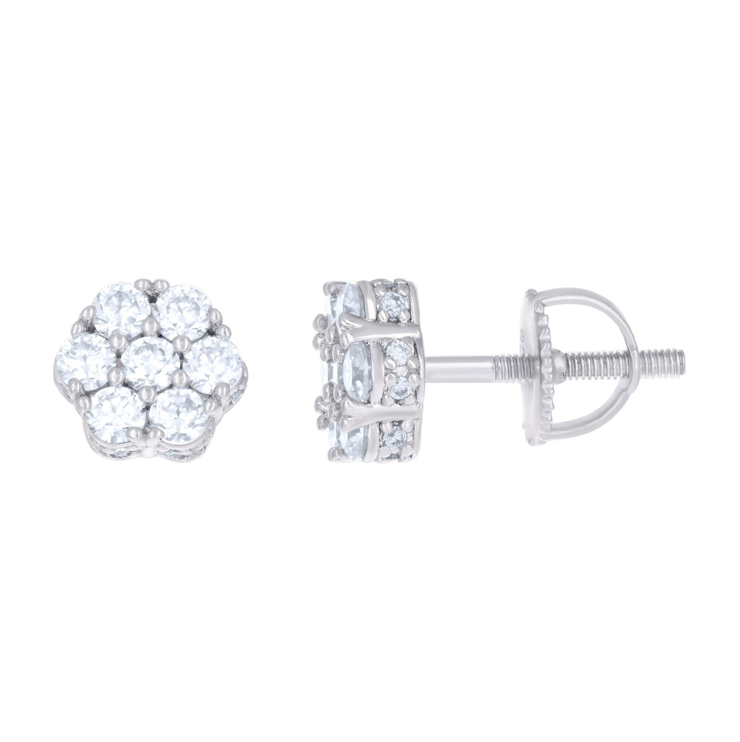 Sterling Silver Or Yellow-tone Womens 1.11ct Moissanite Flower Fashion Stud Earrings