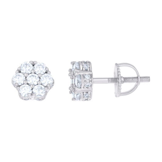 Sterling Silver Or Yellow-tone Womens 1.11ct Moissanite Flower Fashion Stud Earrings