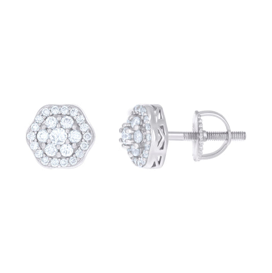 Sterling Silver Or Yellow-tone Womens 0.98ct Moissanite Flower Fashion Stud Earrings