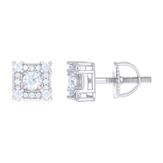 Sterling Silver Or Yellow-tone Womens 0.42ct Moissanite Square Fashion Stud Earrings