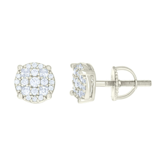 Sterling Silver Or Yellow-tone Womens 0.24ct Round 0.19ct Baguette Moissanite Fashion Stud Earrings