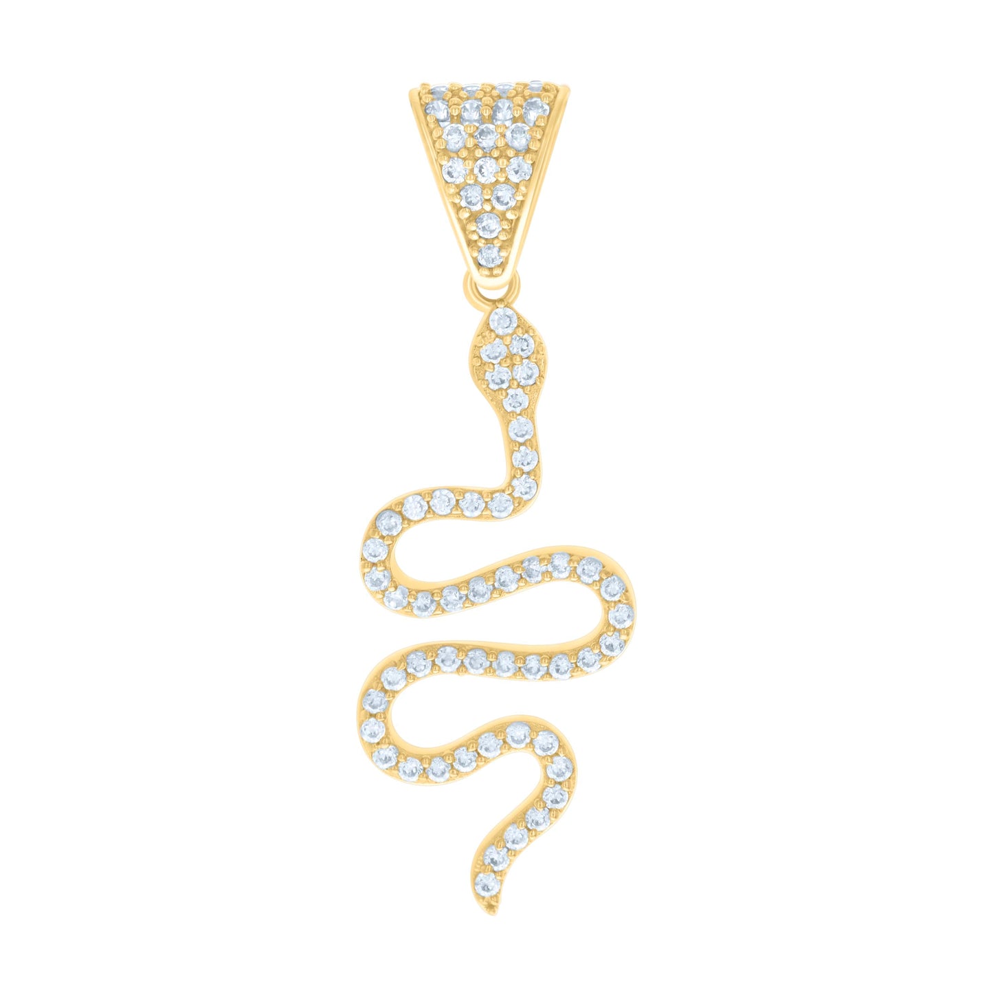 14K Yellow Gold Womens Cubic-Zirconia Snake Reptile Wildlife Charm Pendant