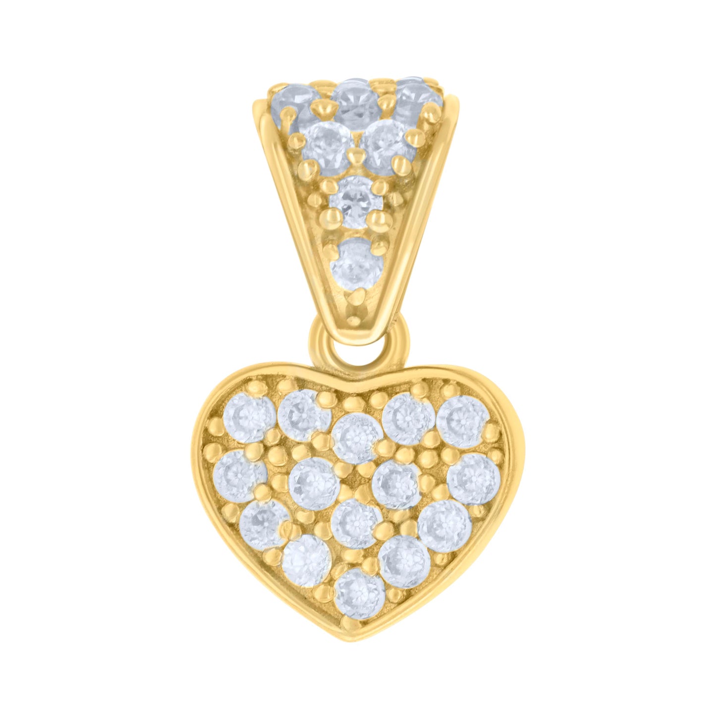 14K Yellow Gold Womens Cubic-Zirconia Heart Charm Pendant
