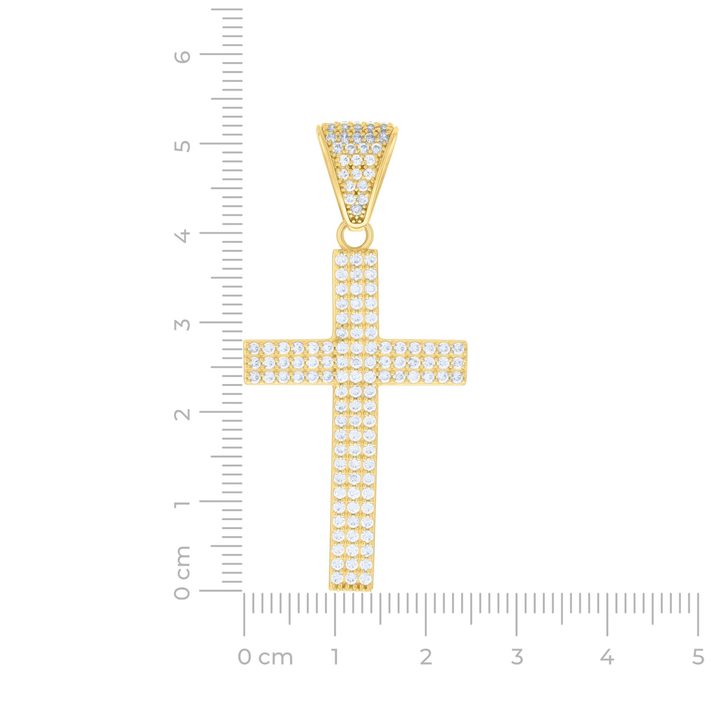 14K Yellow Gold Mens Cubic-Zirconia Cross Religious Charm Pendant