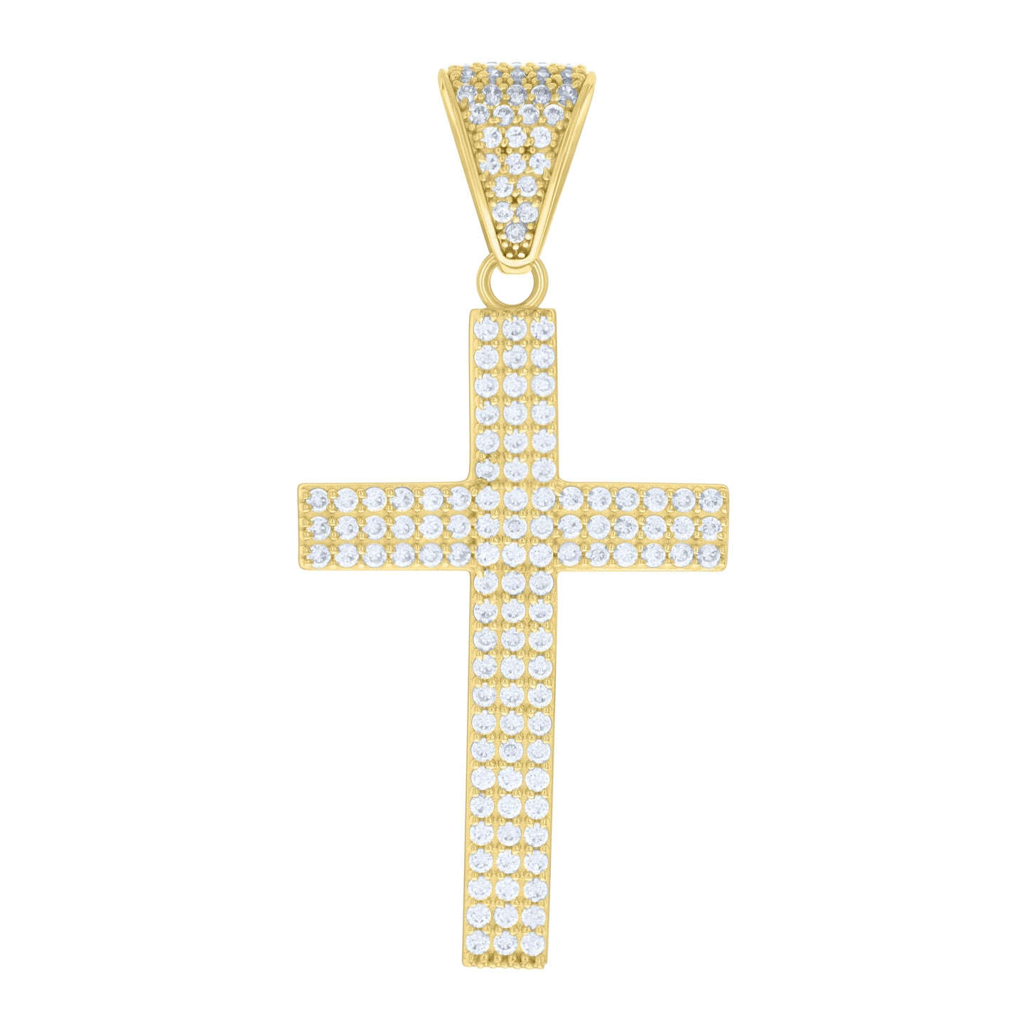 14K Yellow Gold Mens Cubic-Zirconia Cross Religious Charm Pendant