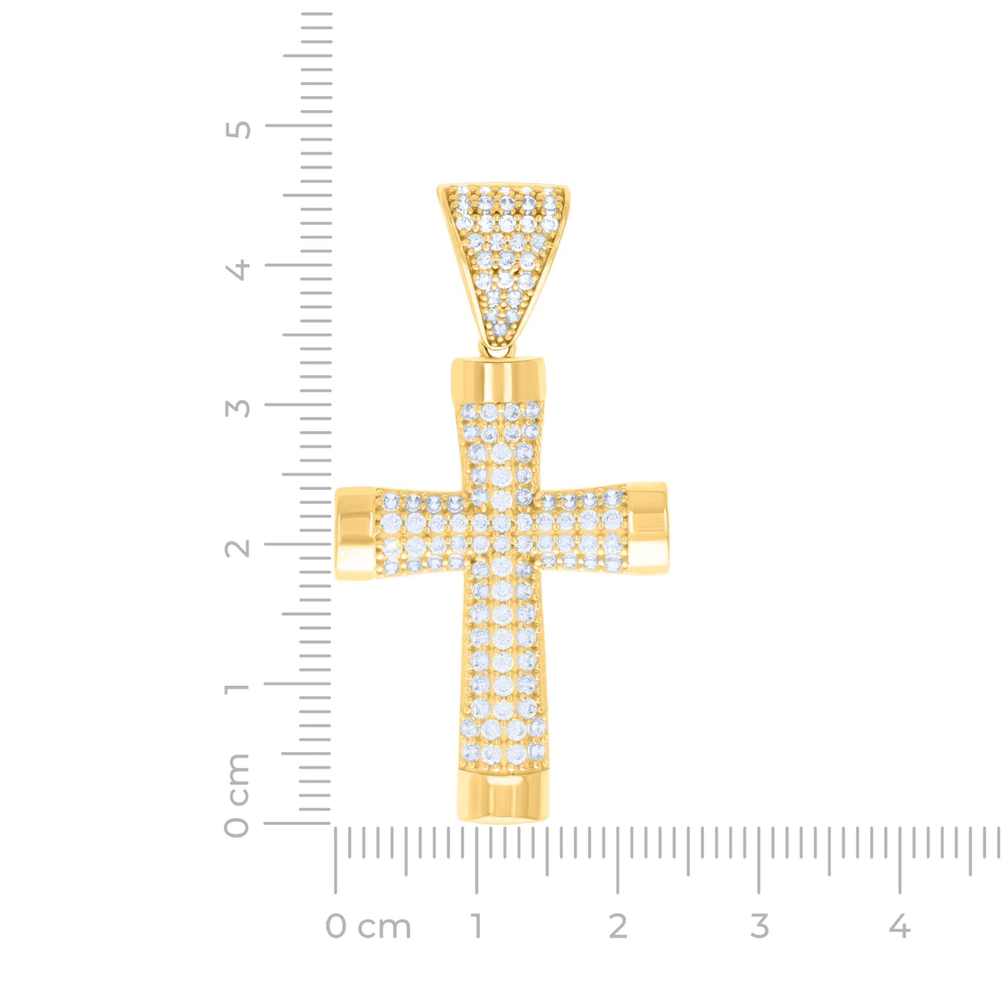 14K Yellow Gold Mens Cubic-Zirconia Cross Religious Charm Pendant