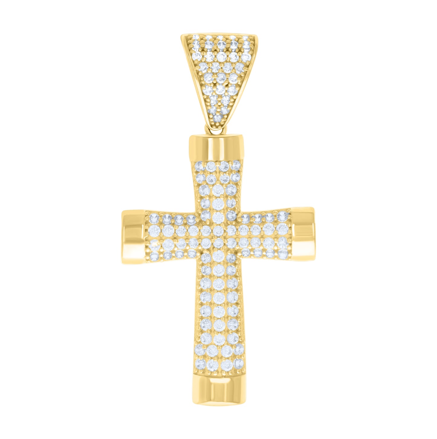 14K Yellow Gold Mens Cubic-Zirconia Cross Religious Charm Pendant