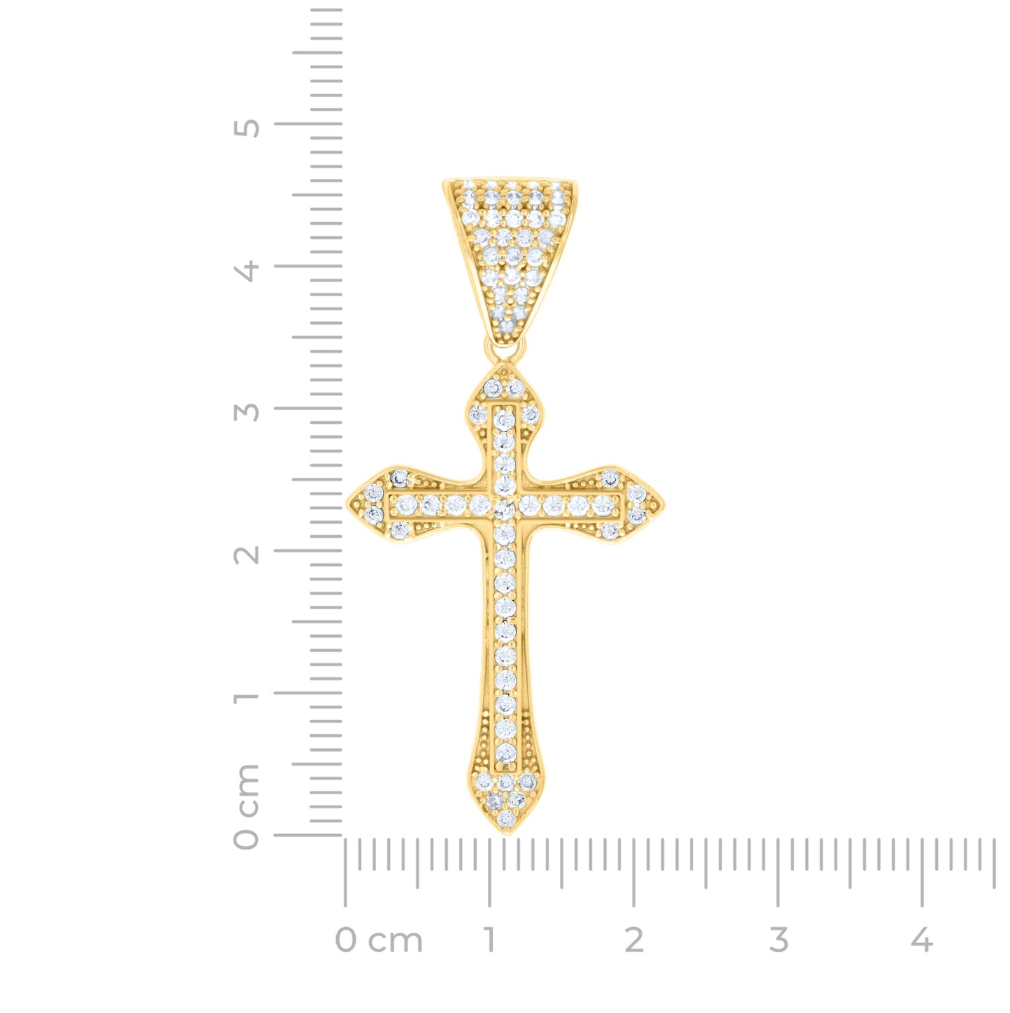 14K Yellow Gold Mens Cubic-Zirconia Cross Religious Charm Pendant