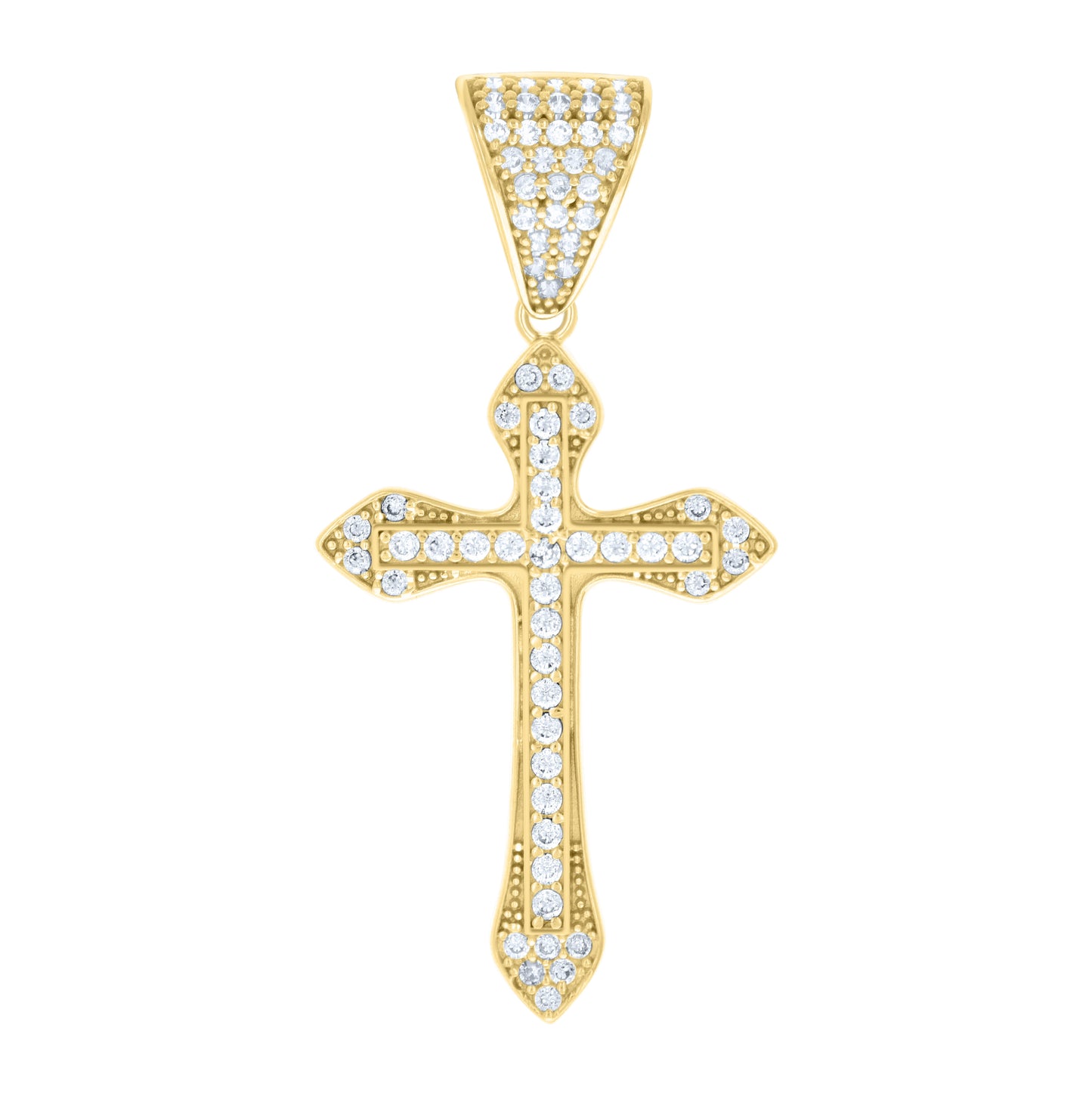 14K Yellow Gold Mens Cubic-Zirconia Cross Religious Charm Pendant