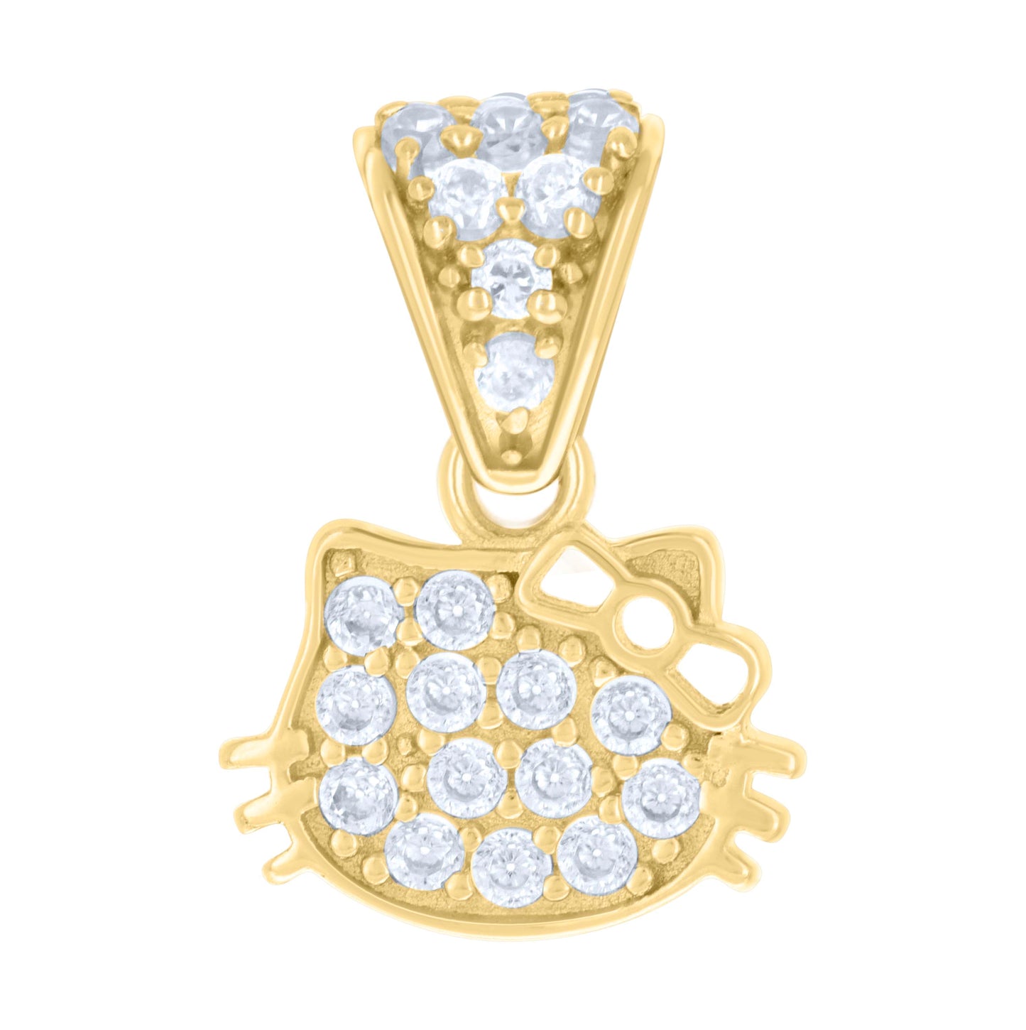 14K Yellow Gold Womens Cubic-Zirconia Hello Kitty Fashion Charm Pendant
