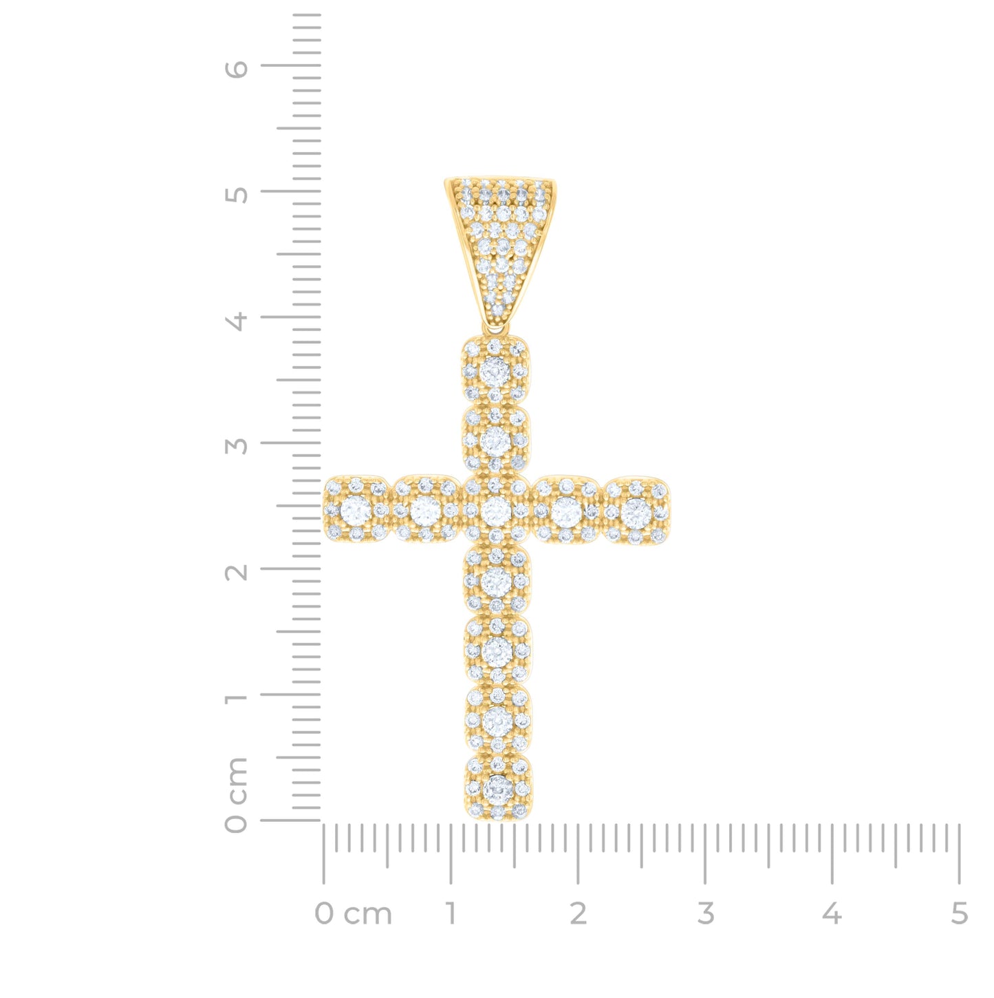 14K Yellow Gold Mens Cubic-Zirconia Cross Religious Charm Pendant