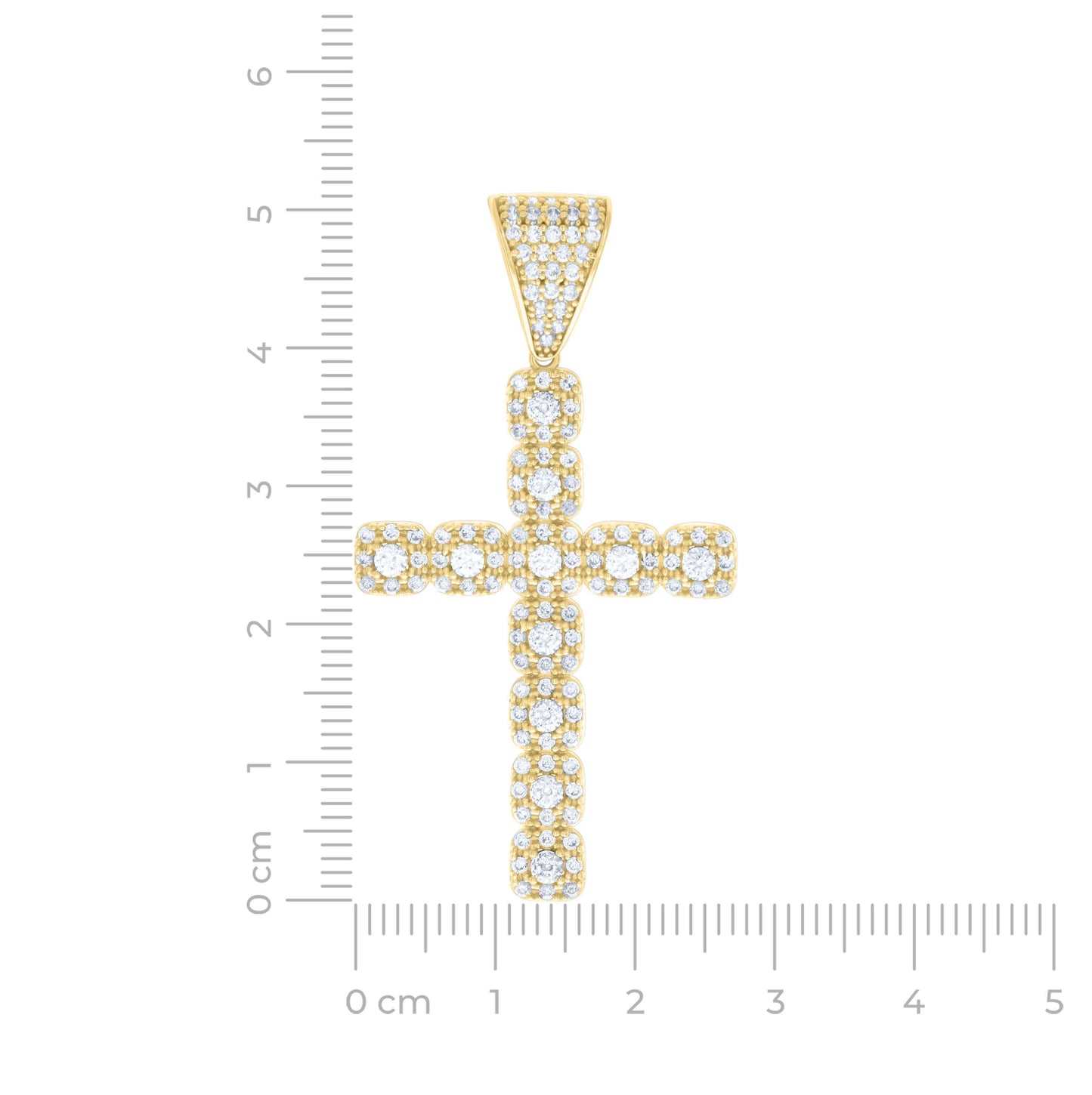 14K Yellow Gold Mens Cubic-Zirconia Cross Religious Charm Pendant