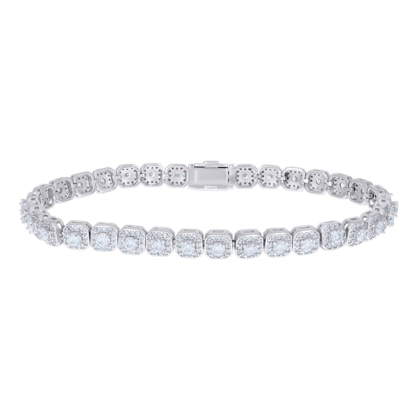 Sterling Silver Moissanite Cross Link Bracelet 6mm Size 8.25 Inches