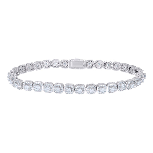 Sterling Silver Moissanite Cross Link Bracelet 6mm Size 8.25 Inches