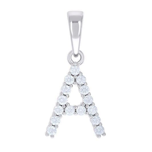 Sterling Silver Unisex Moissanite Initial Alphabet Charm Pendant
