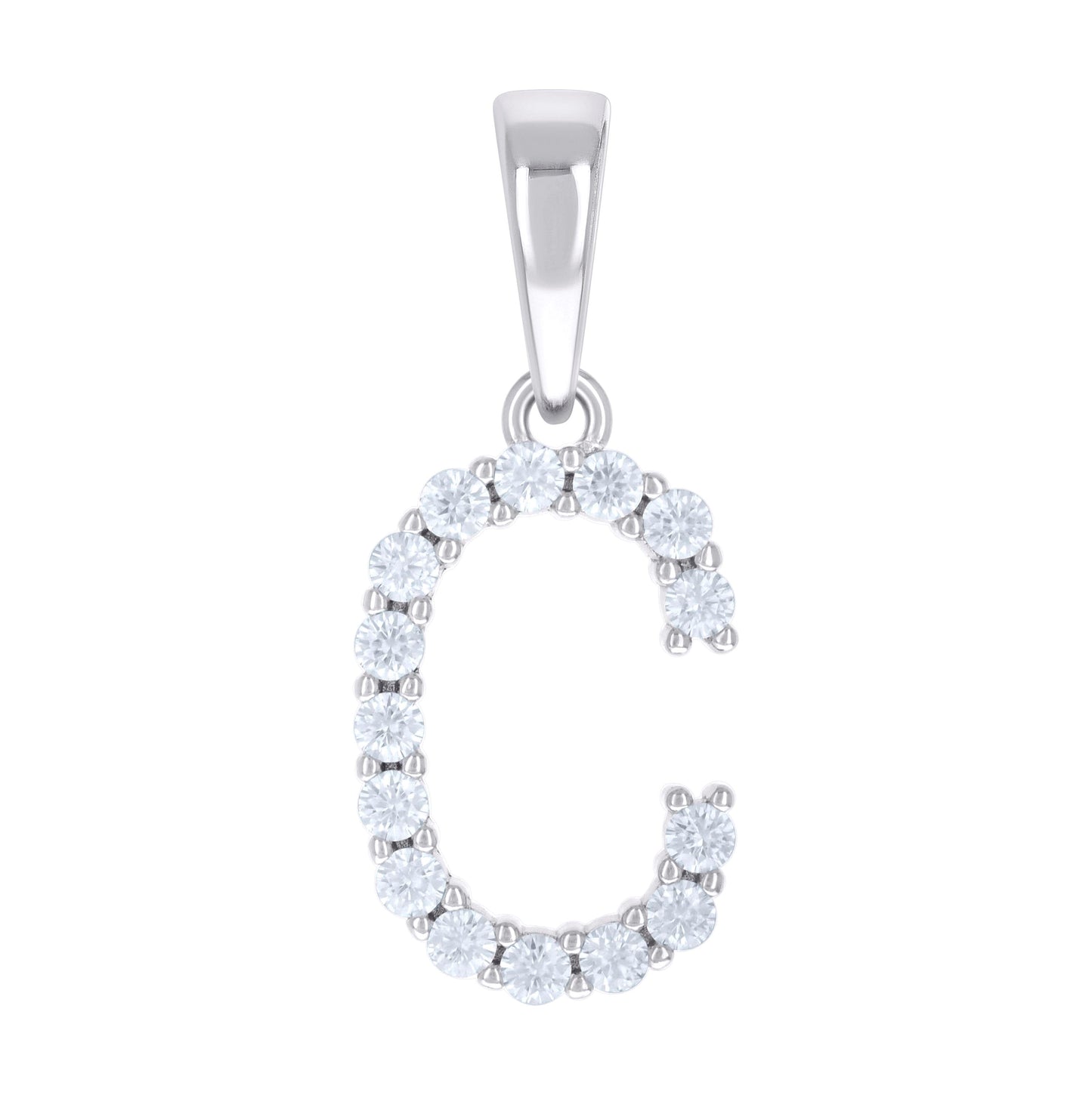 Sterling Silver Unisex Moissanite Initial Alphabet Charm Pendant