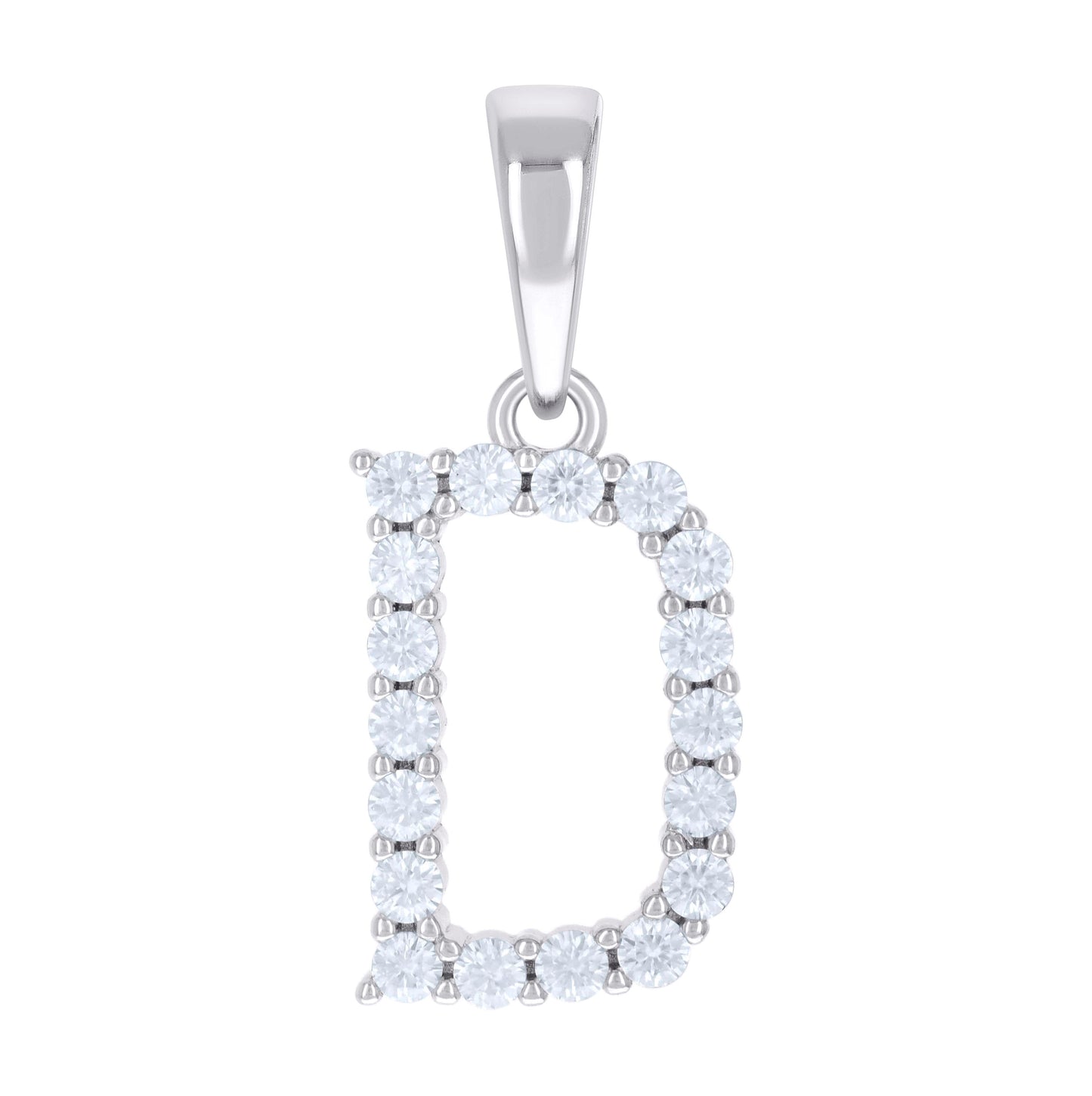 Sterling Silver Unisex Moissanite Initial Alphabet Charm Pendant