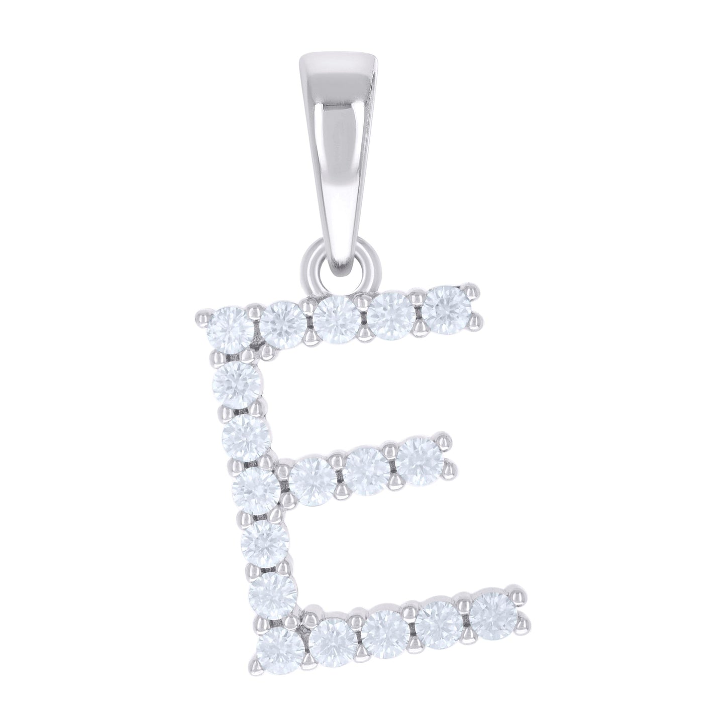Sterling Silver Unisex Moissanite Initial Alphabet Charm Pendant