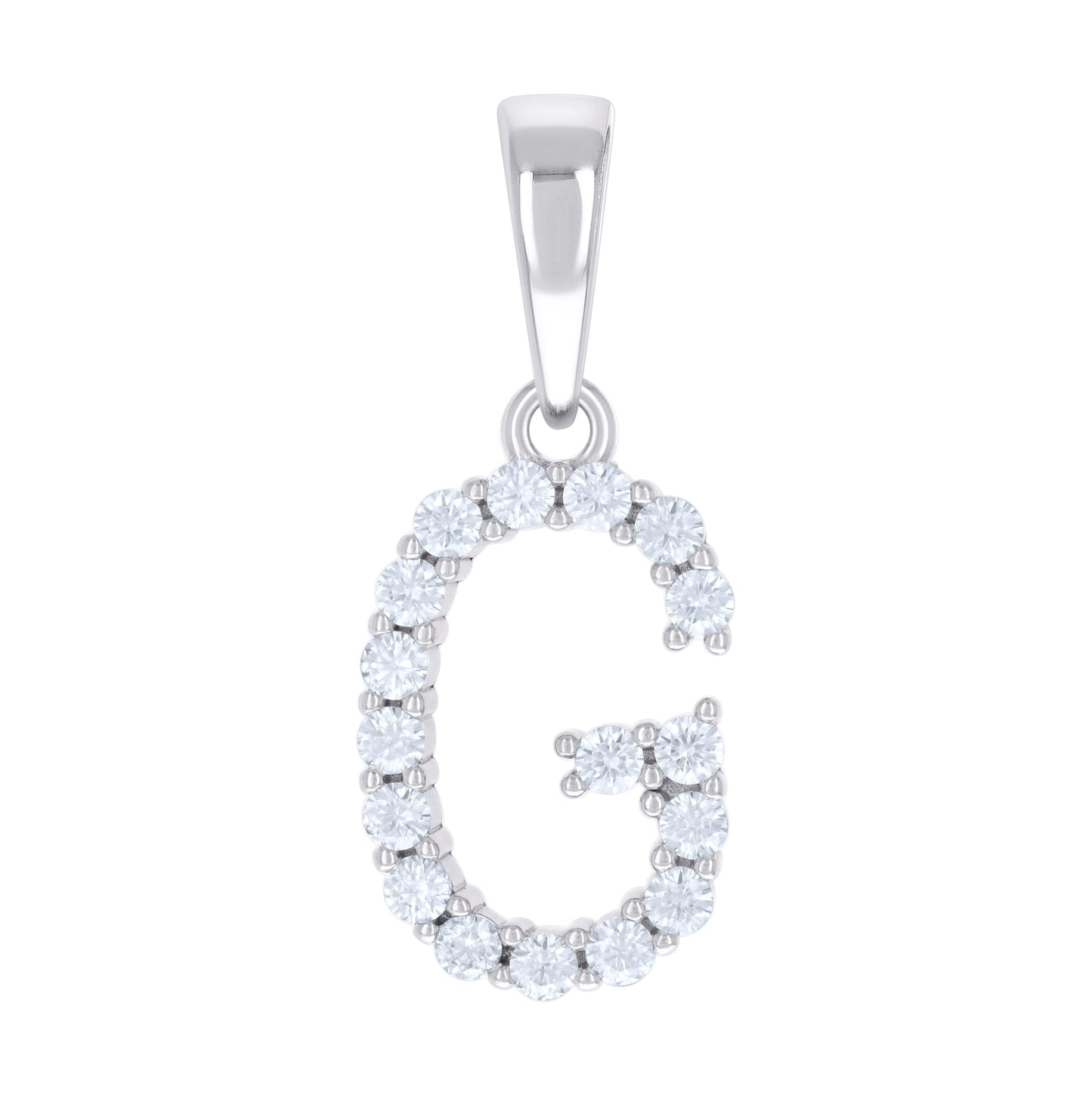 Sterling Silver Unisex Moissanite Initial Alphabet Charm Pendant