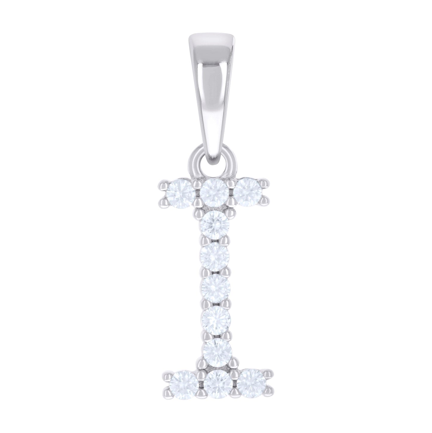 Sterling Silver Unisex Moissanite Initial Alphabet Charm Pendant
