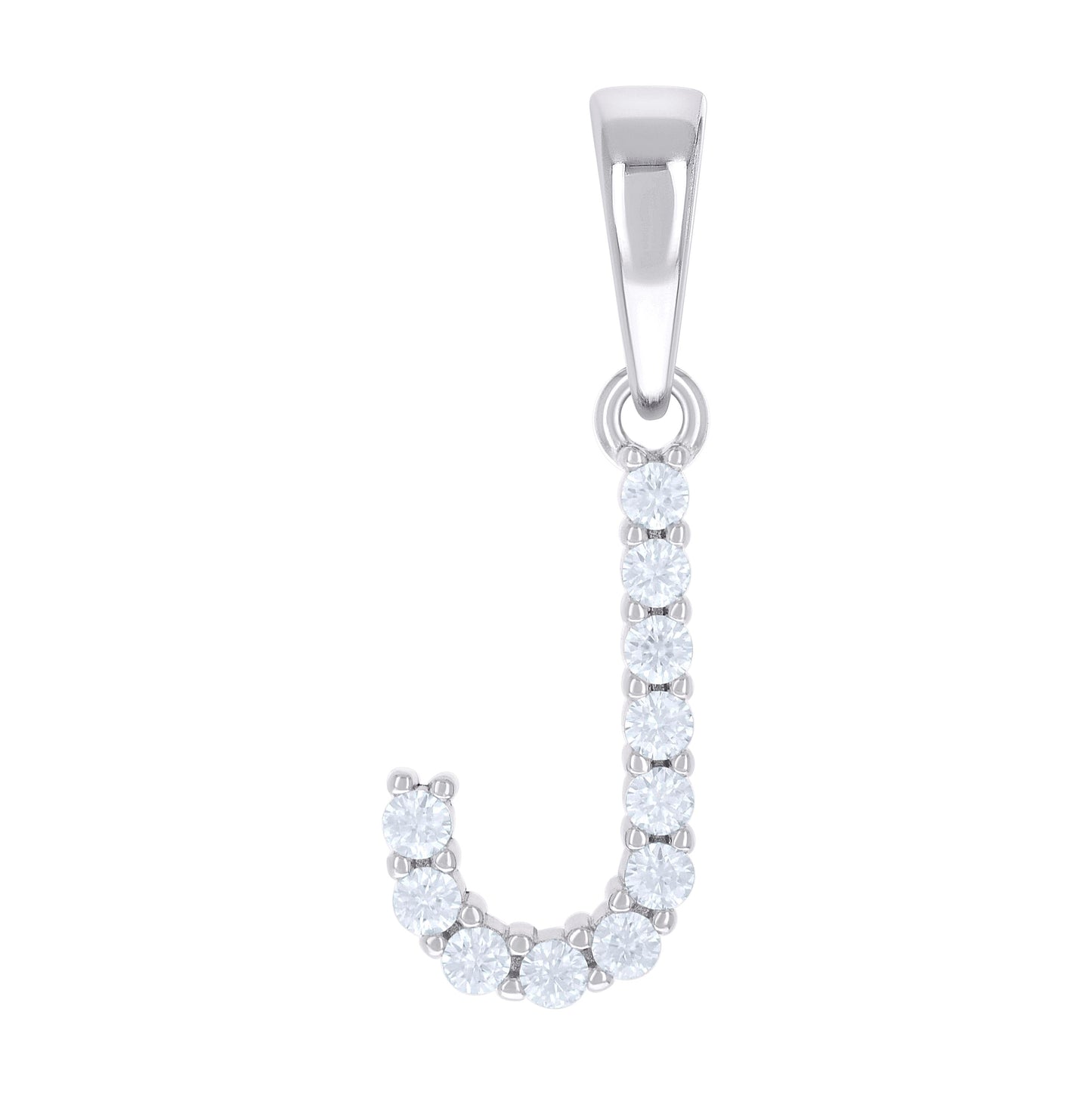 Sterling Silver Unisex Moissanite Initial Alphabet Charm Pendant