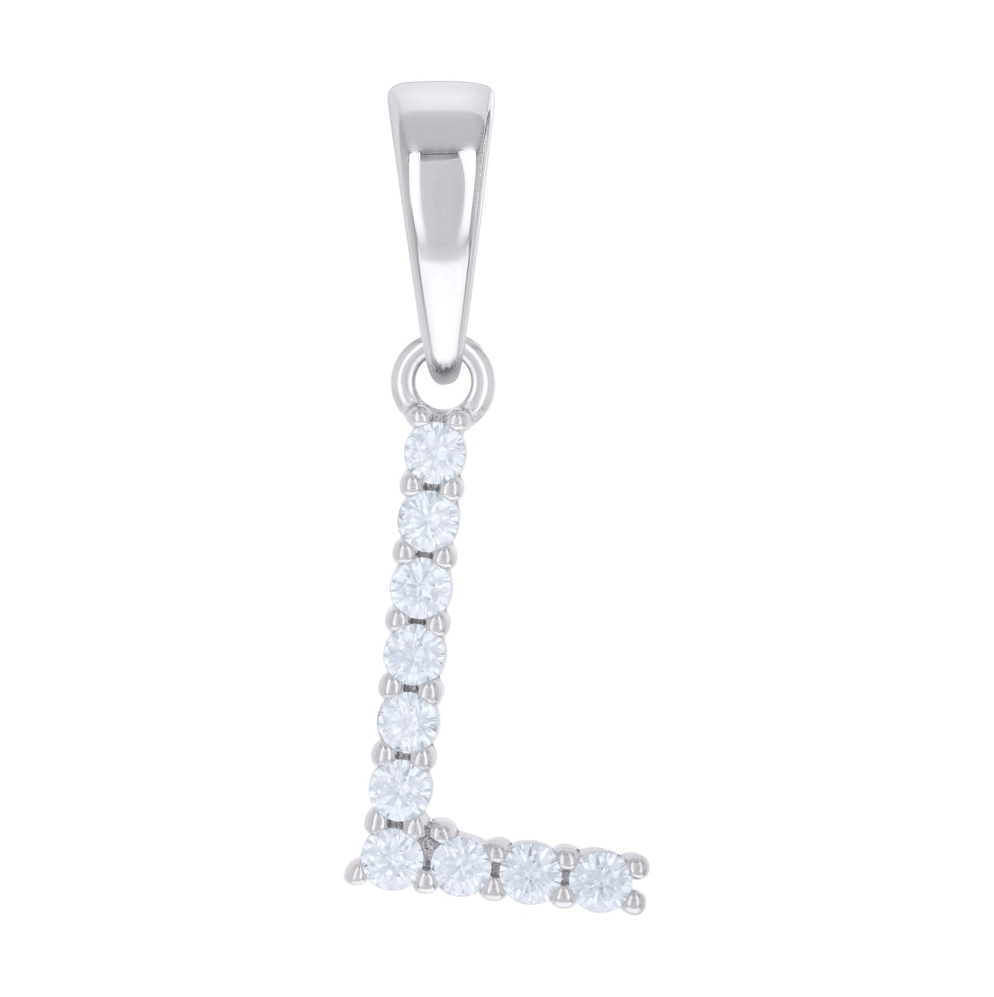 Sterling Silver Unisex Moissanite Initial Alphabet Charm Pendant