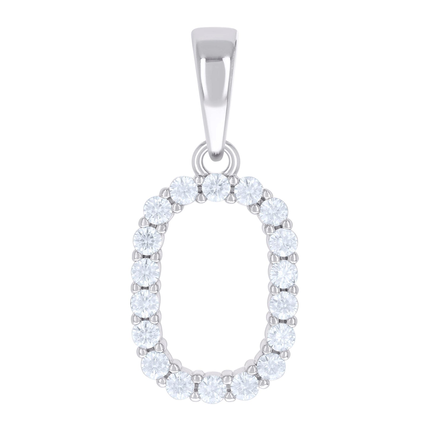 Sterling Silver Unisex Moissanite Initial Alphabet Charm Pendant