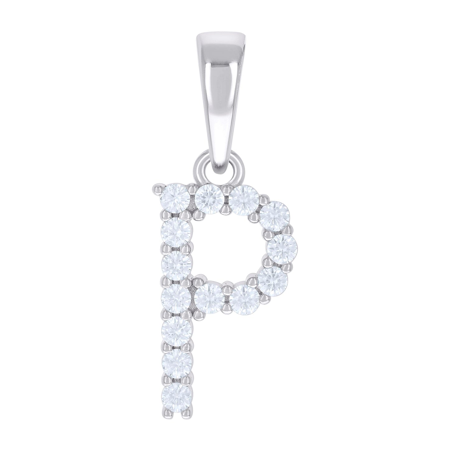 Sterling Silver Unisex Moissanite Initial Alphabet Charm Pendant