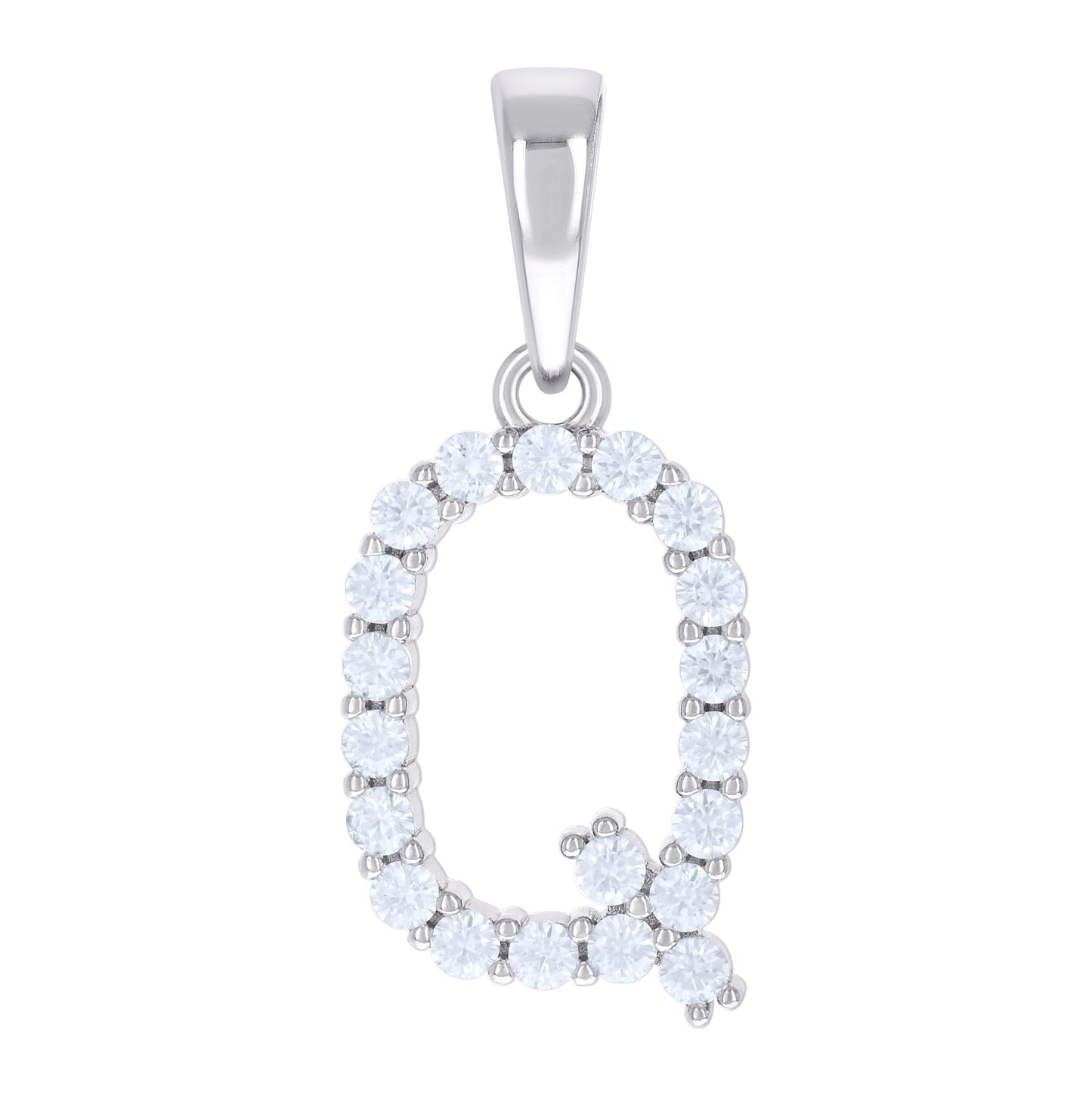 Sterling Silver Unisex Moissanite Initial Alphabet Charm Pendant