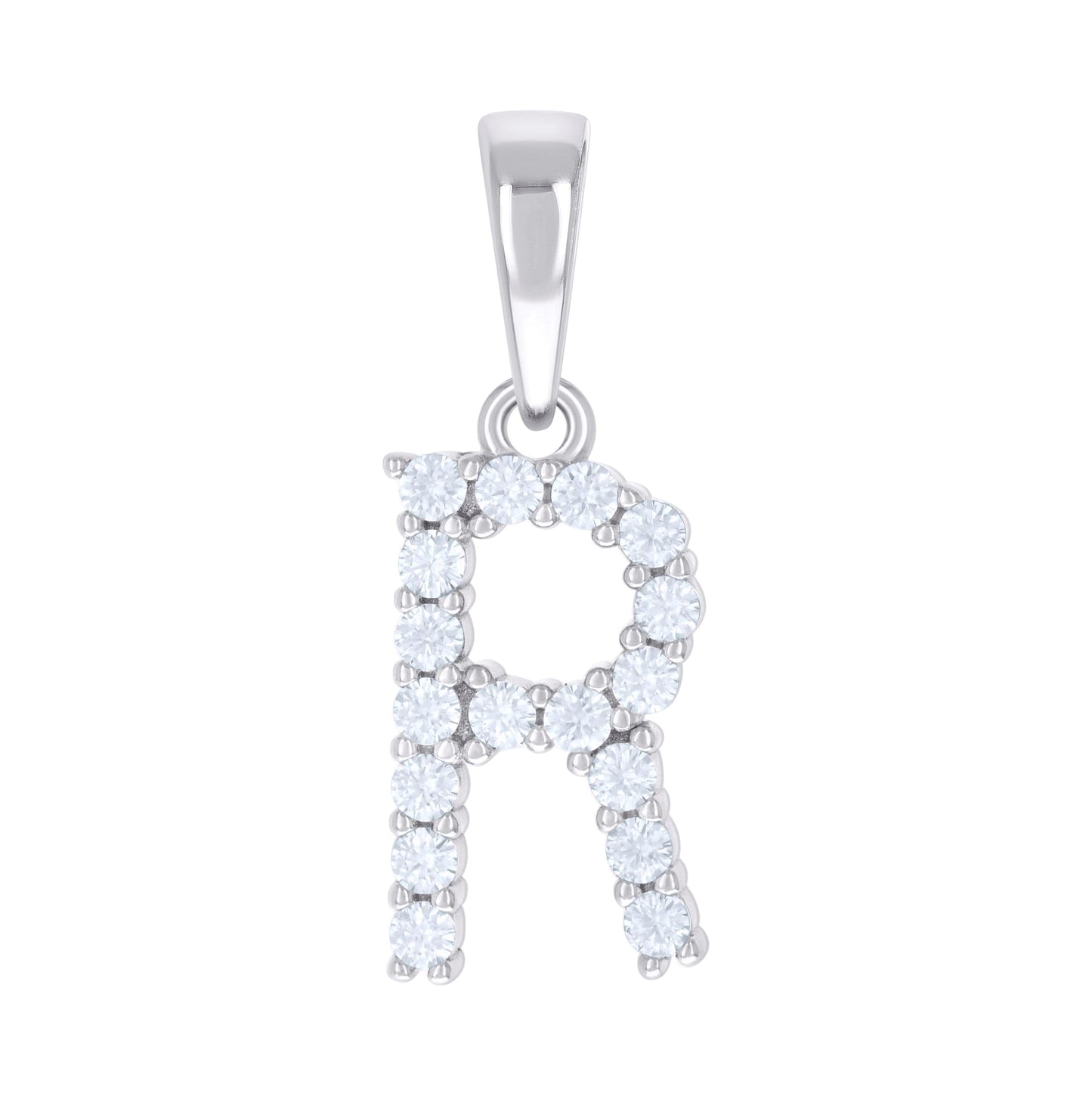 Sterling Silver Unisex Moissanite Initial Alphabet Charm Pendant