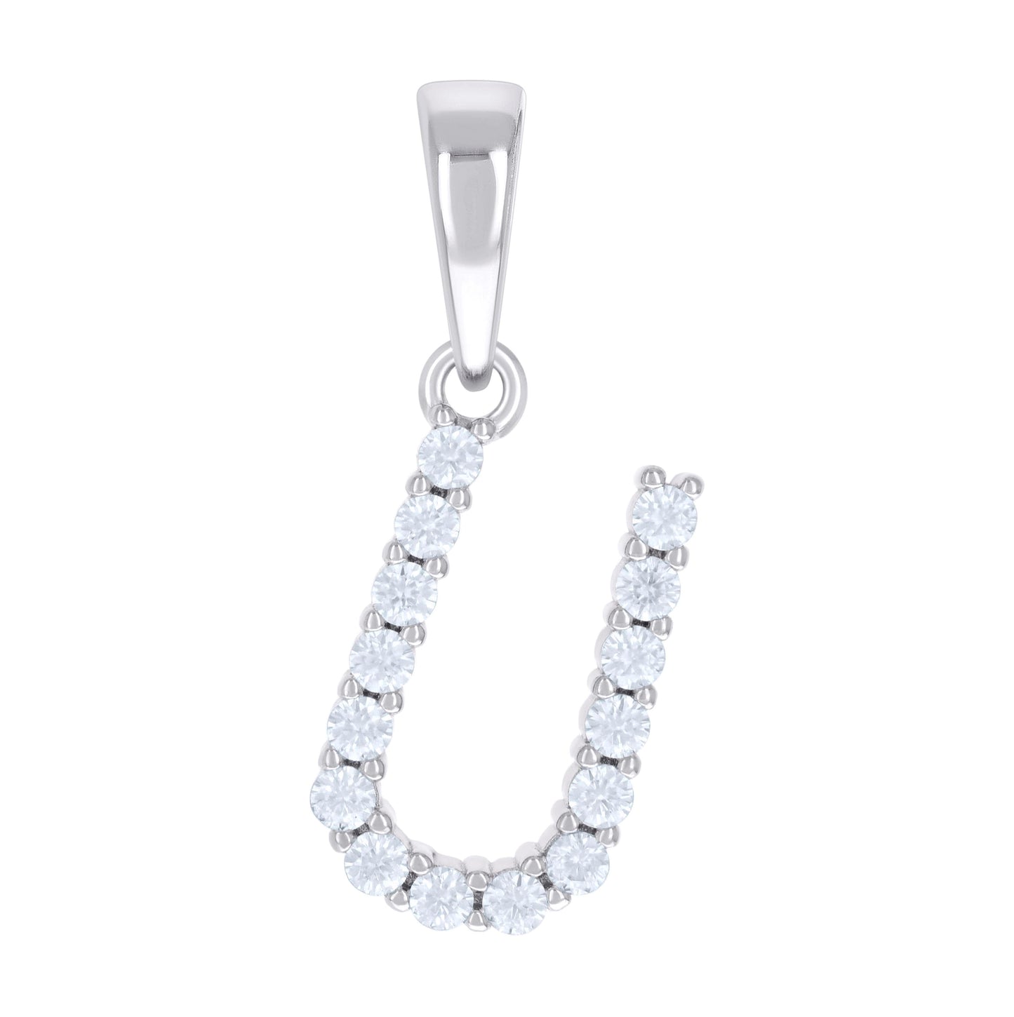 Sterling Silver Unisex Moissanite Initial Alphabet Charm Pendant