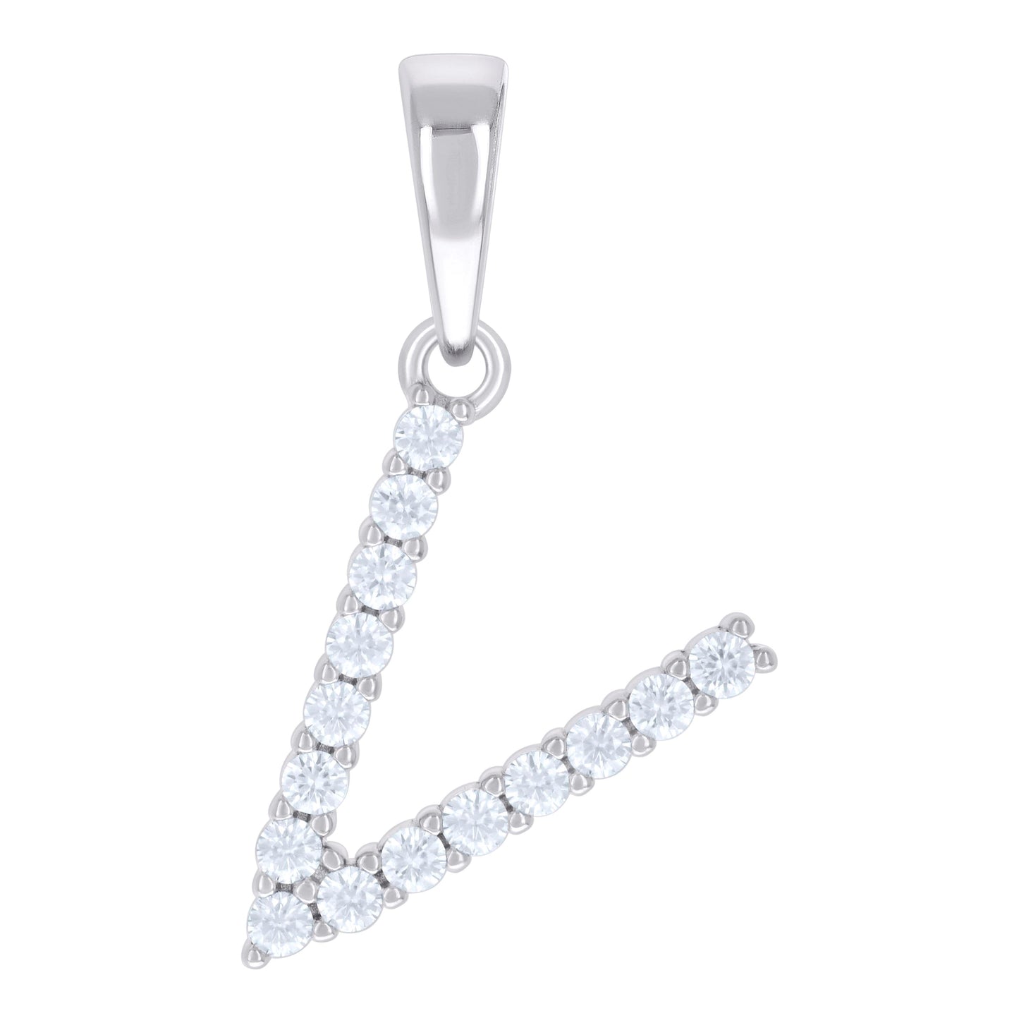 Sterling Silver Unisex Moissanite Initial Alphabet Charm Pendant