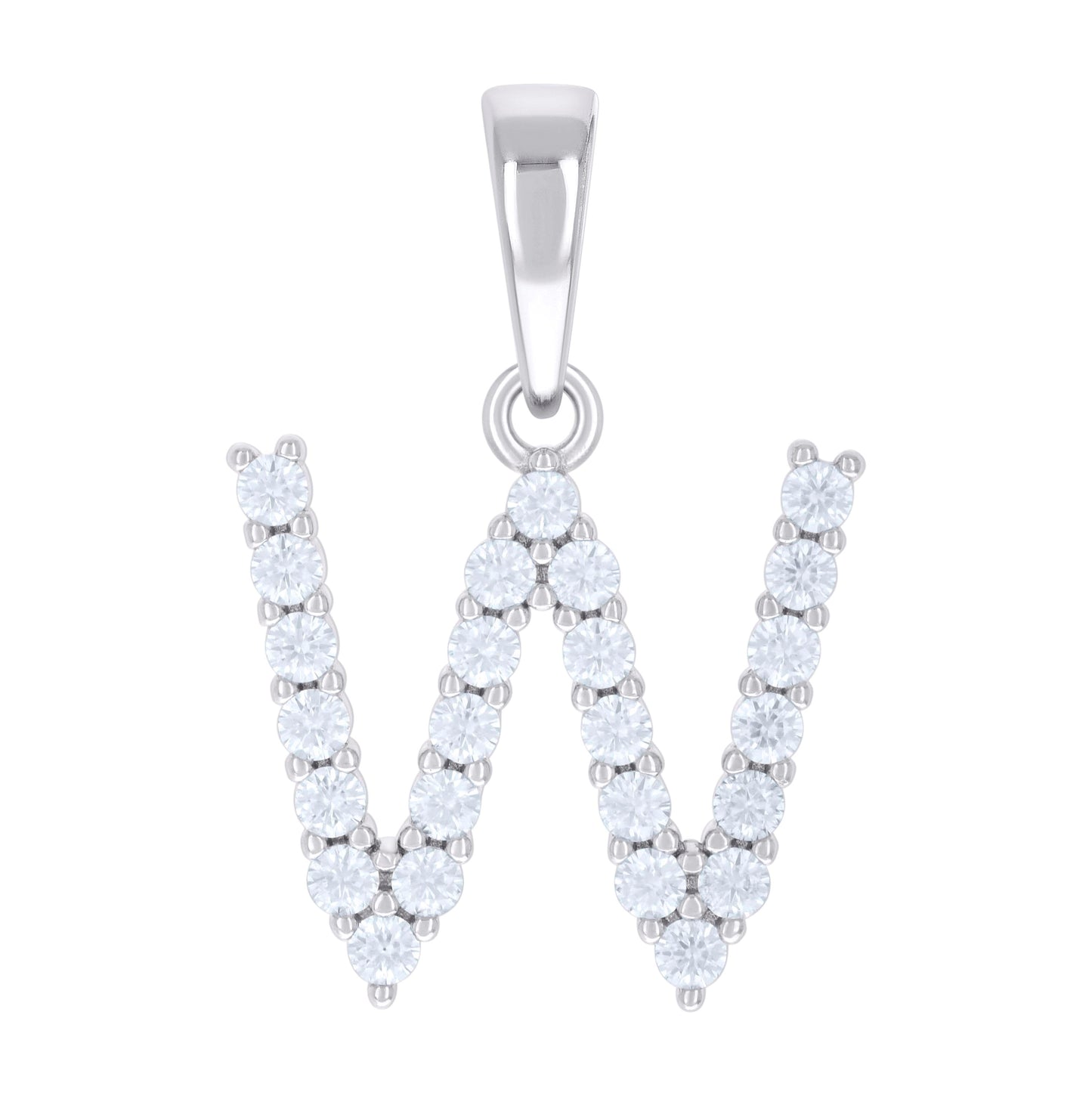 Sterling Silver Unisex Moissanite Initial Alphabet Charm Pendant