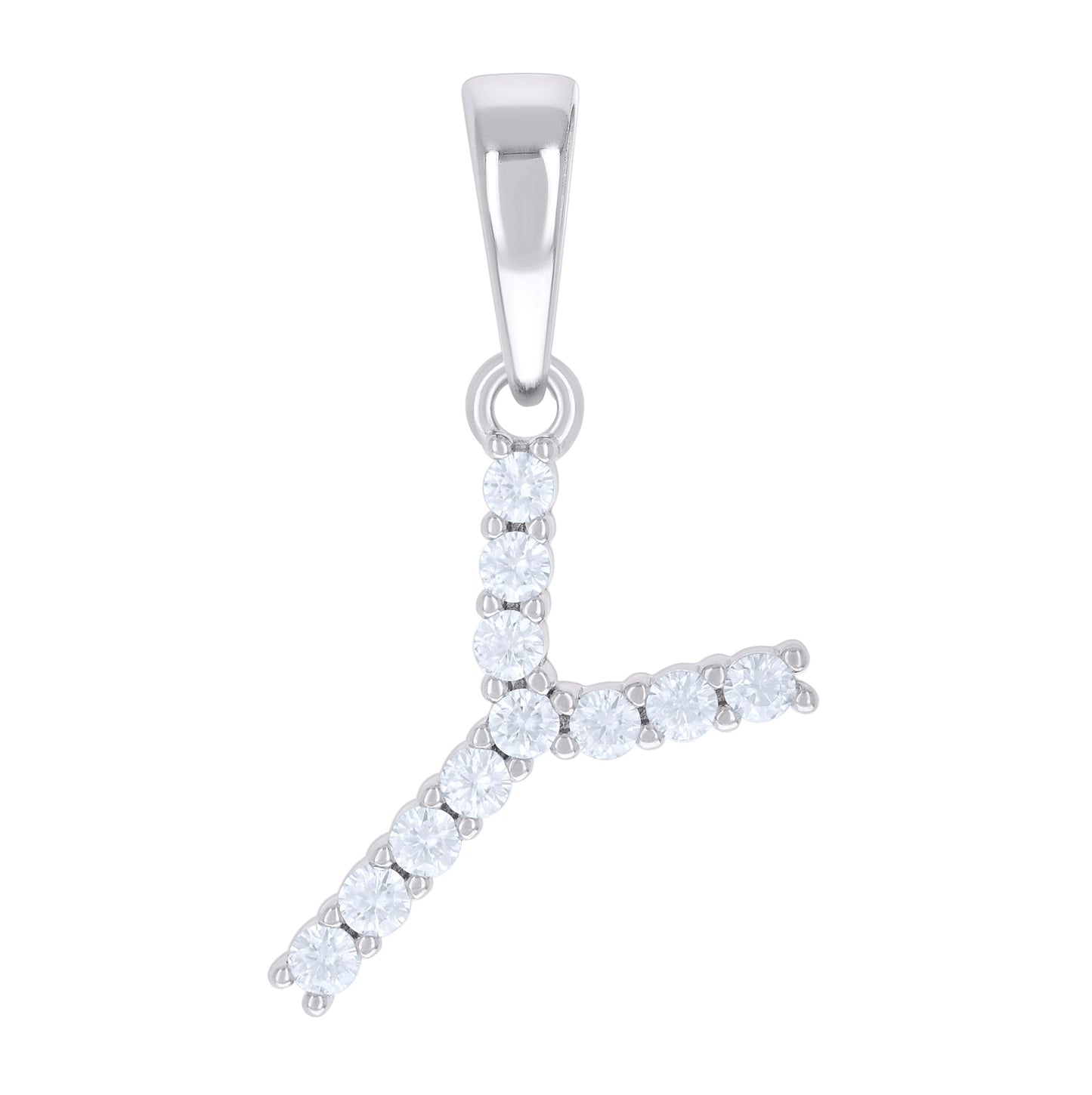 Sterling Silver Unisex Moissanite Initial Alphabet Charm Pendant